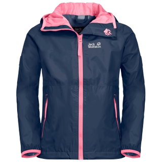 Jack Wolfskin Regenjacke Rainy (wind- und wasserdicht) indigoblau/pink Jugendliche